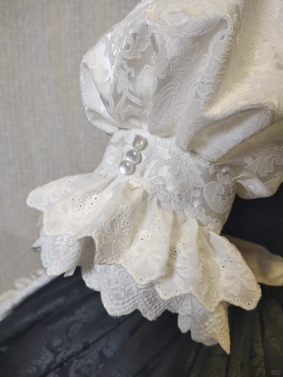 Victorian Black and White Maid Dress with Elegant Lace and Ruffle Accents